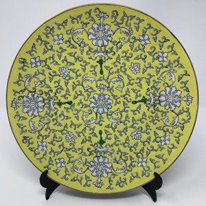 Japanese Cloisonne Plates, Yellow and Blue, Set of 10